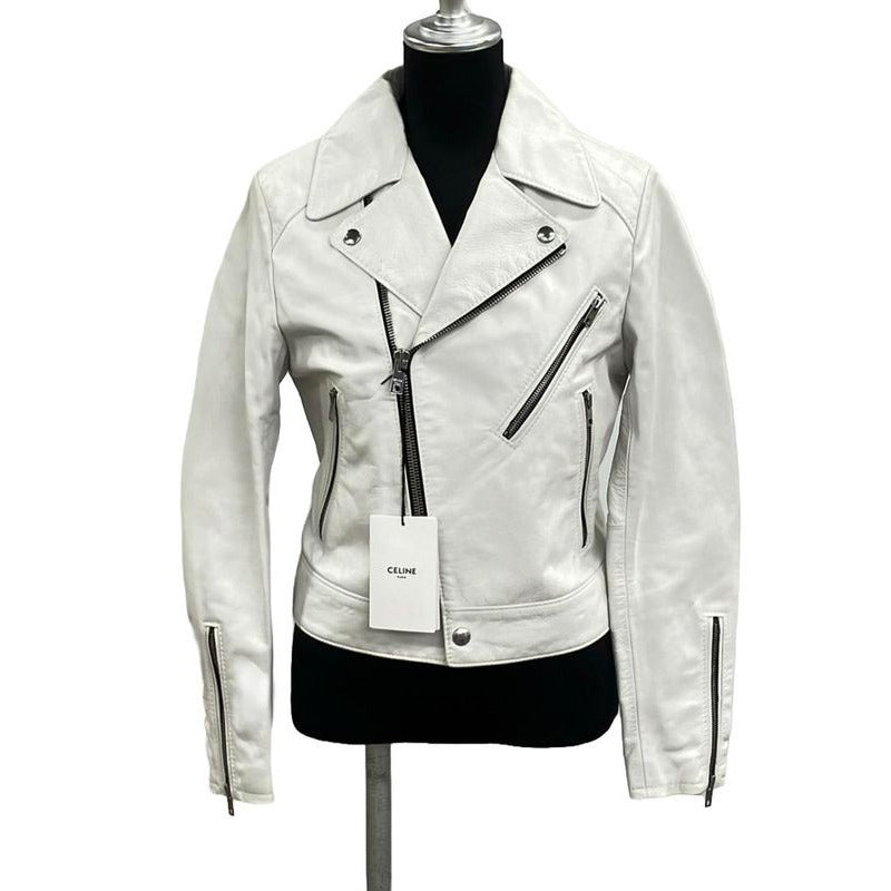 Celine Calfskin Leather Double Riders Jacket 36
