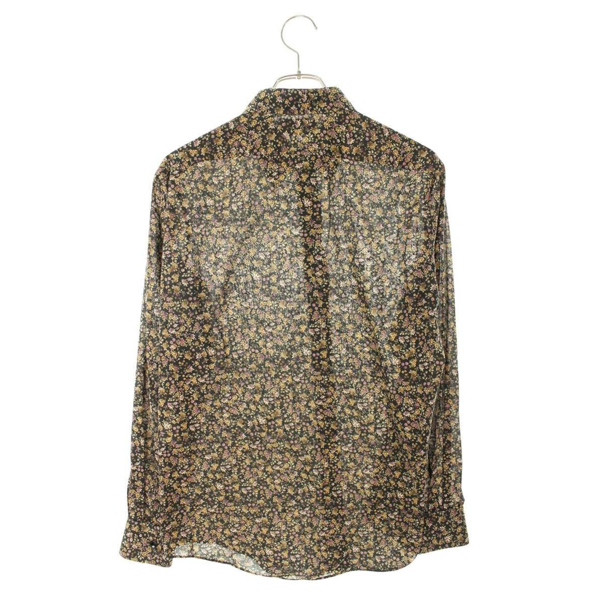 Celine Flower Allover Pattern Long Sleeve Shirt 38 Black Tone — view 2