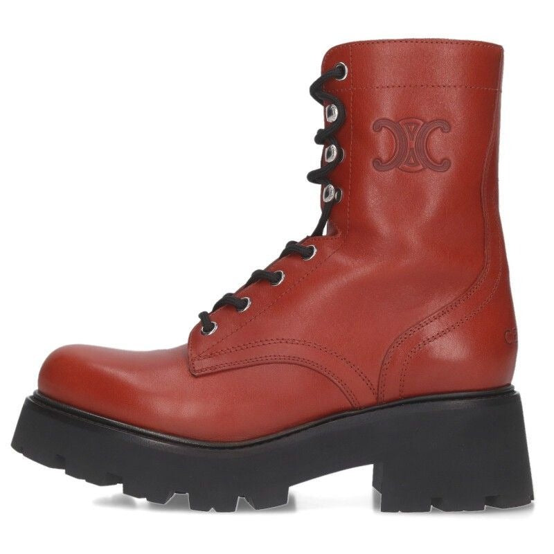 Celine Triomphe Lace Up Leather Boots 37
