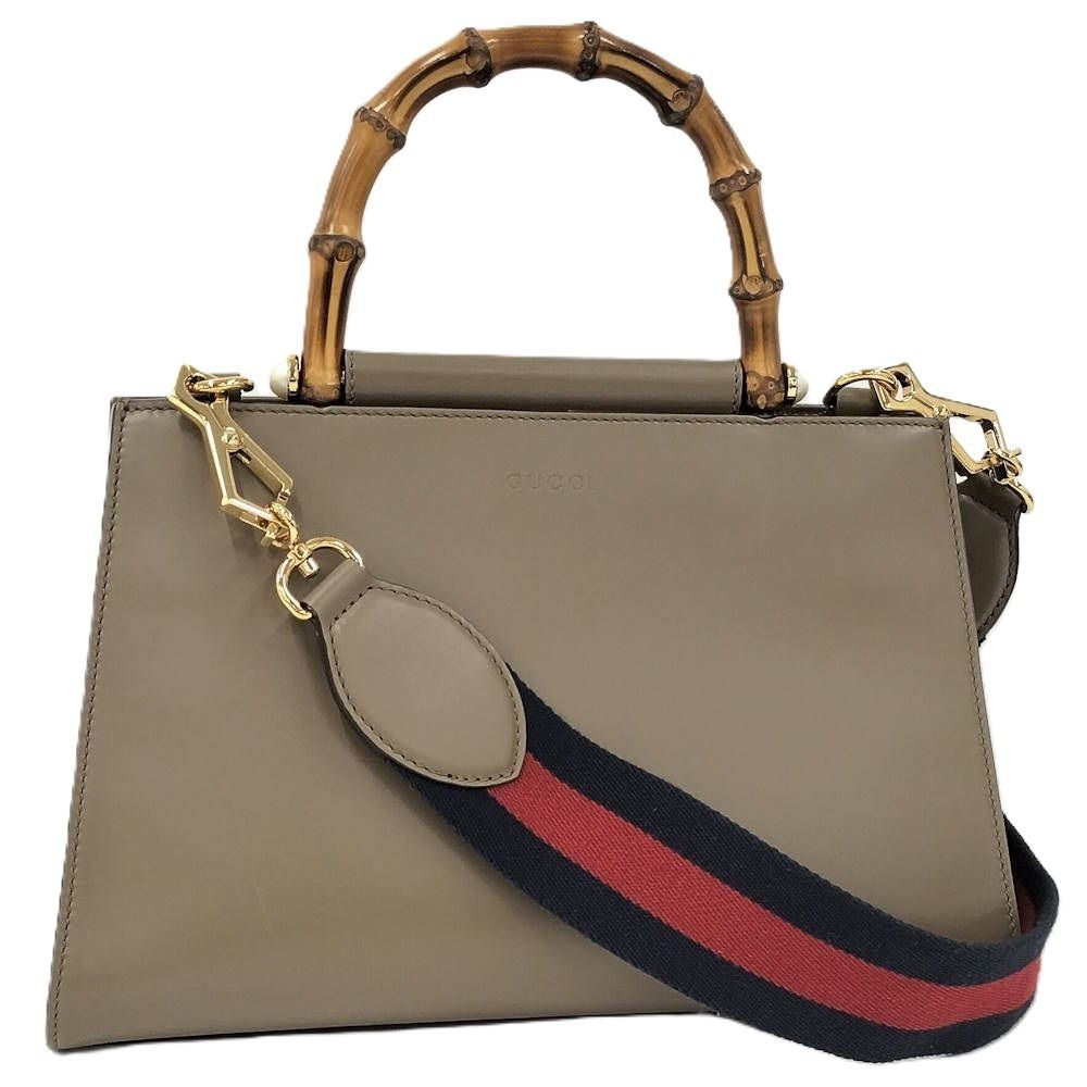 Gucci 2-Way Shoulder Bag Nimfair Leather Grey Bamboo