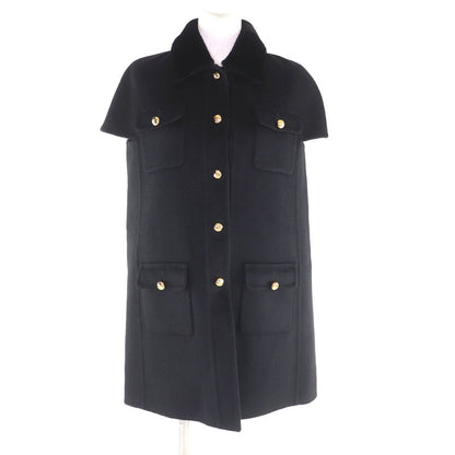 Prada Cashmere with Sheep Fur Logo Button Short Sleeve Coat