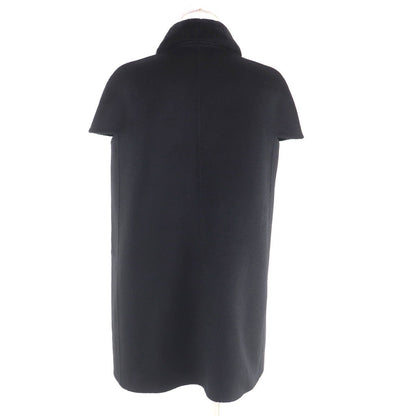 Prada Cashmere with Sheep Fur Logo Button Short Sleeve Coat — view 3
