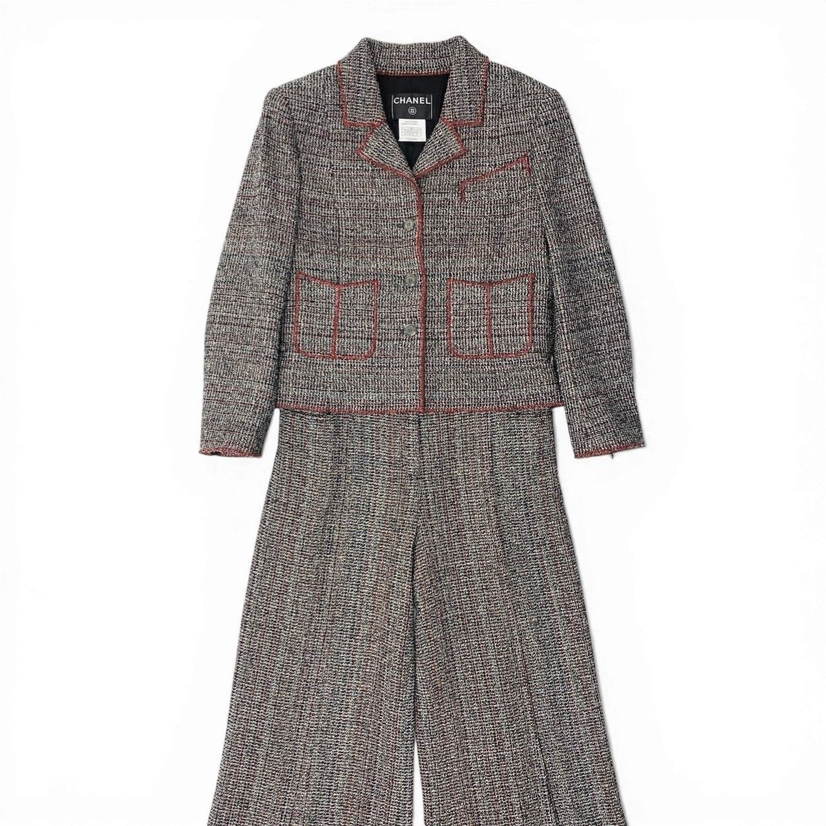Chanel C Tweed Set Tailored Jacket Bottom Pants 40 Multicolor — view 2