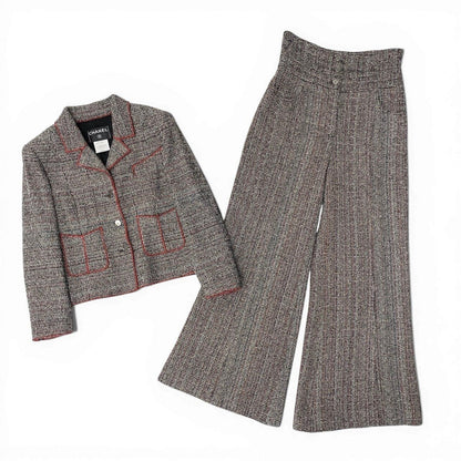 Chanel C Tweed Set Tailored Jacket Bottom Pants 40 Multicolor — view 3