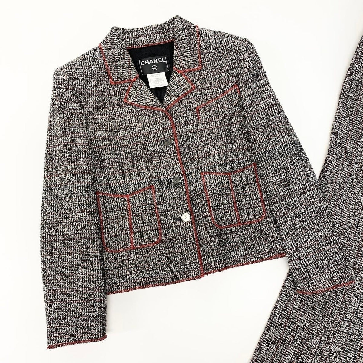 Chanel C Tweed Set Tailored Jacket Bottom Pants 40 Multicolor — view 4