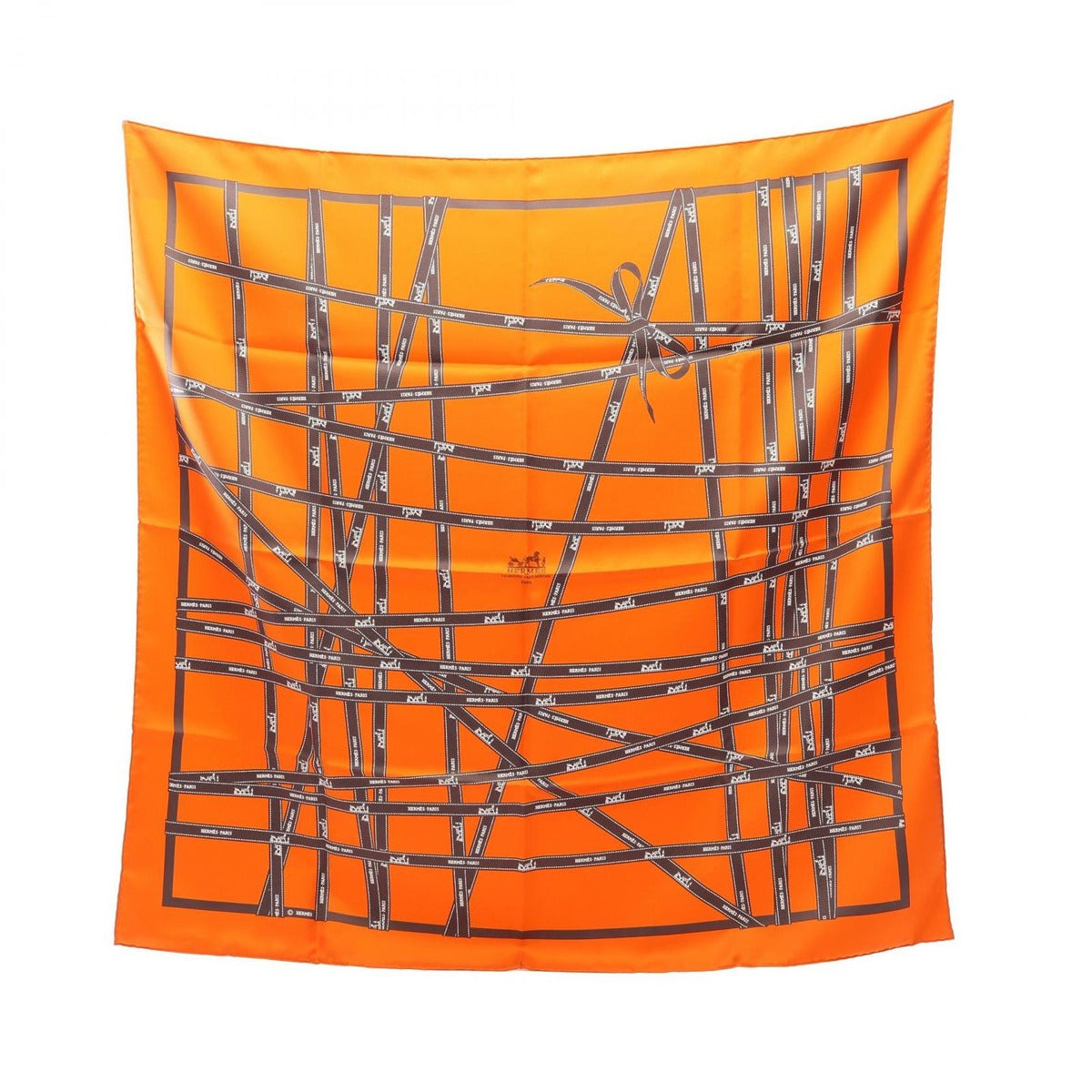 Hermes Scarf Carre 90 Bolduc Silk Orange Gray