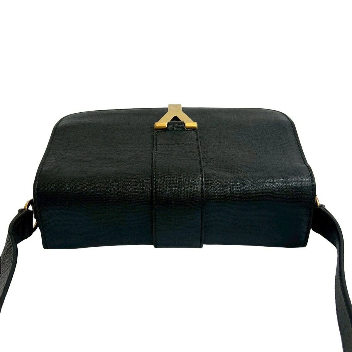 Saint Laurent Yves Logo Leather Shoulder Bag Pochette Black — view 4