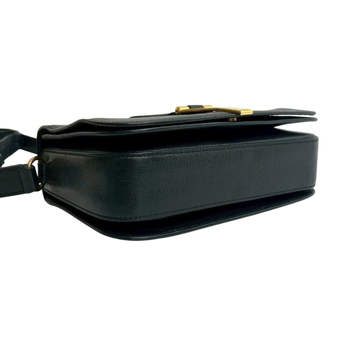 Saint Laurent Yves Logo Leather Shoulder Bag Pochette Black — view 7