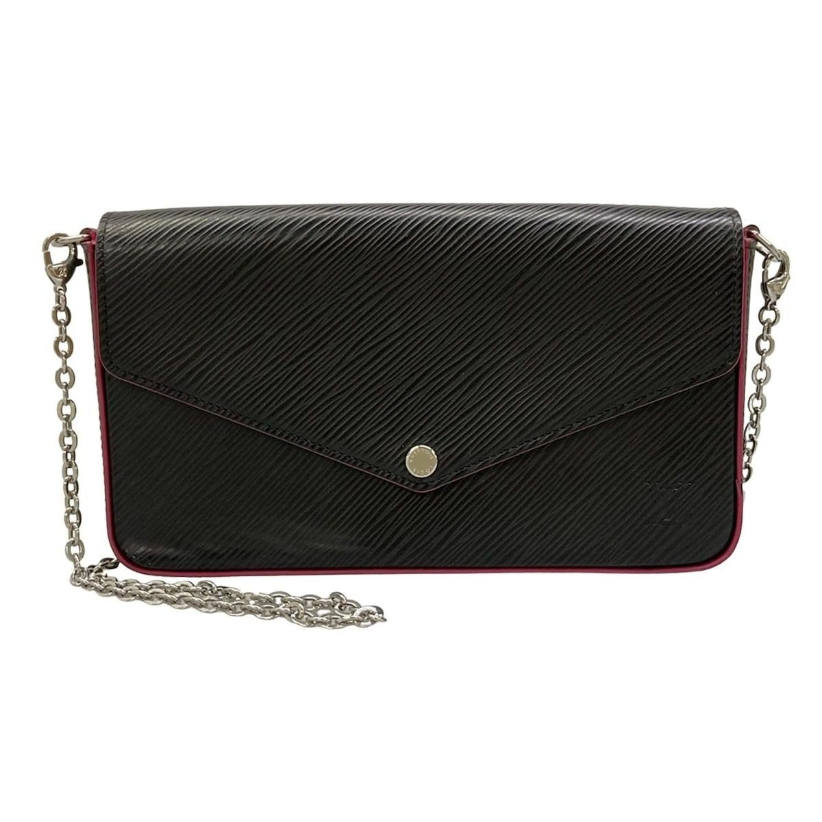 Louis Vuitton Wallet Epi Pochette Felice Noir Hot Pink Leather