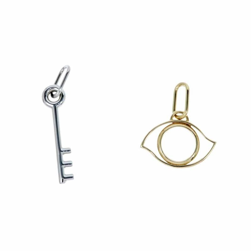Hermes Curiosity Charm Set Of 2 Gold Color Silver Pendant Top Eye