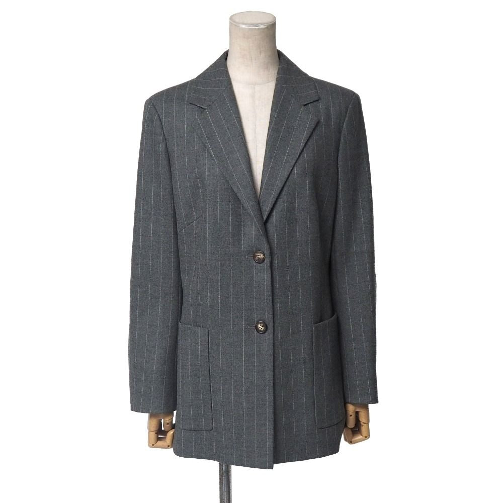 Celine Tailored Jacket 38 Striped Blue Leather Single