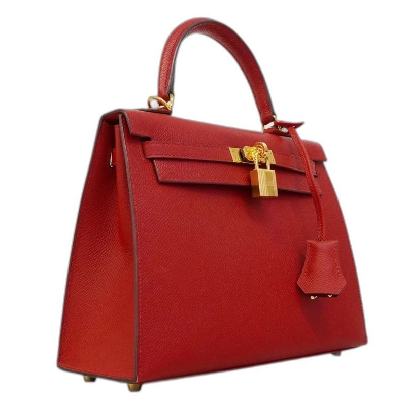 Hermes Handbag Kelly 25 Veau Epsom Rouge Casac Gold 2-Way Bag — view 2