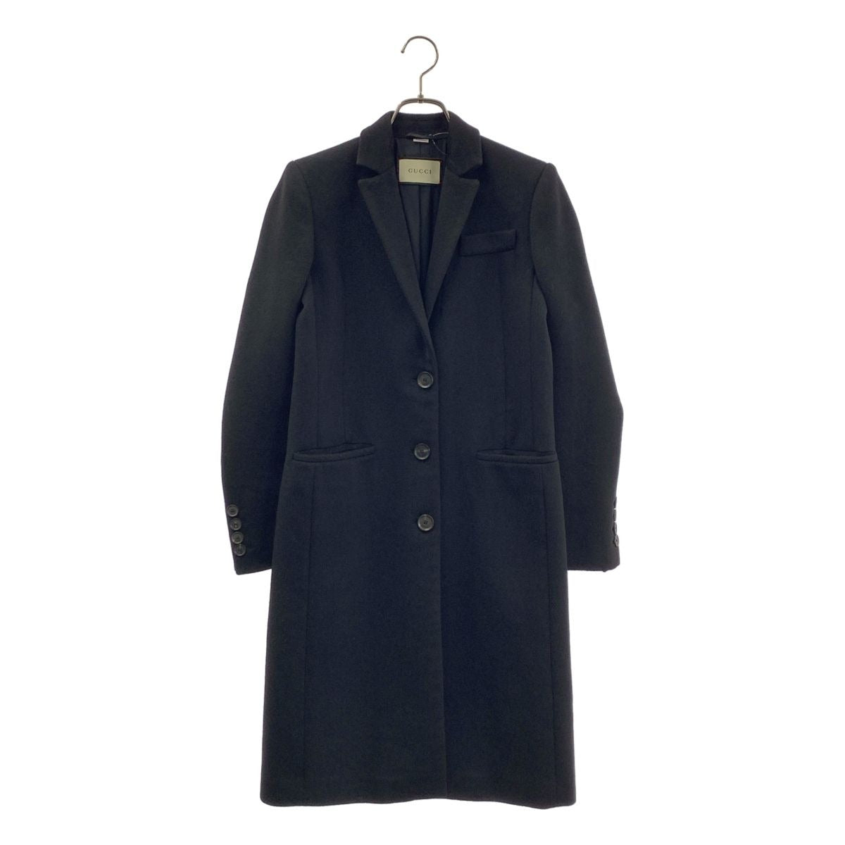 Gucci Wool Chesterfield Coat 38 Black