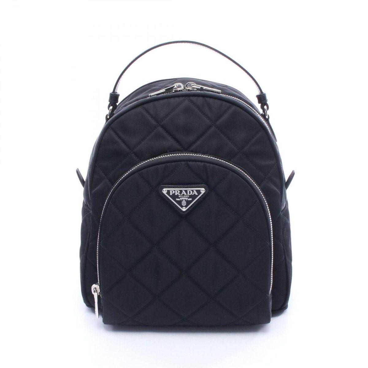 Prada Backpack Tessuto Impuntu Black Nylon Leather Quilted