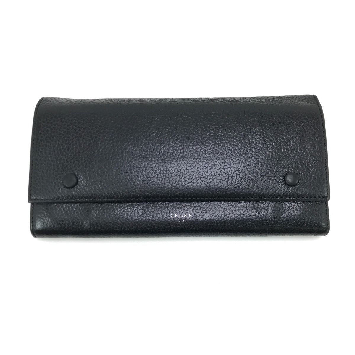 Celine Long Wallet Large Flap Multifunction Black Yellow