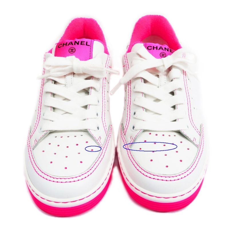 Chanel Sneakers Size 36 White Pink Punching Leather Lady — view 3