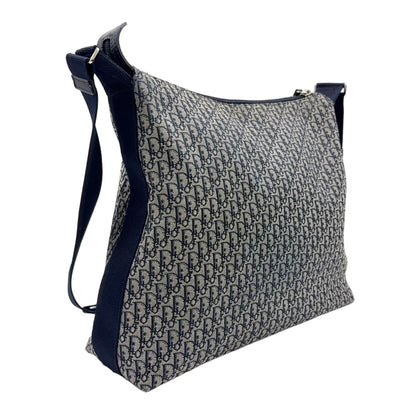 Dior Trotter Pattern Canvas Navy Shoulder Bag Silver — view 2