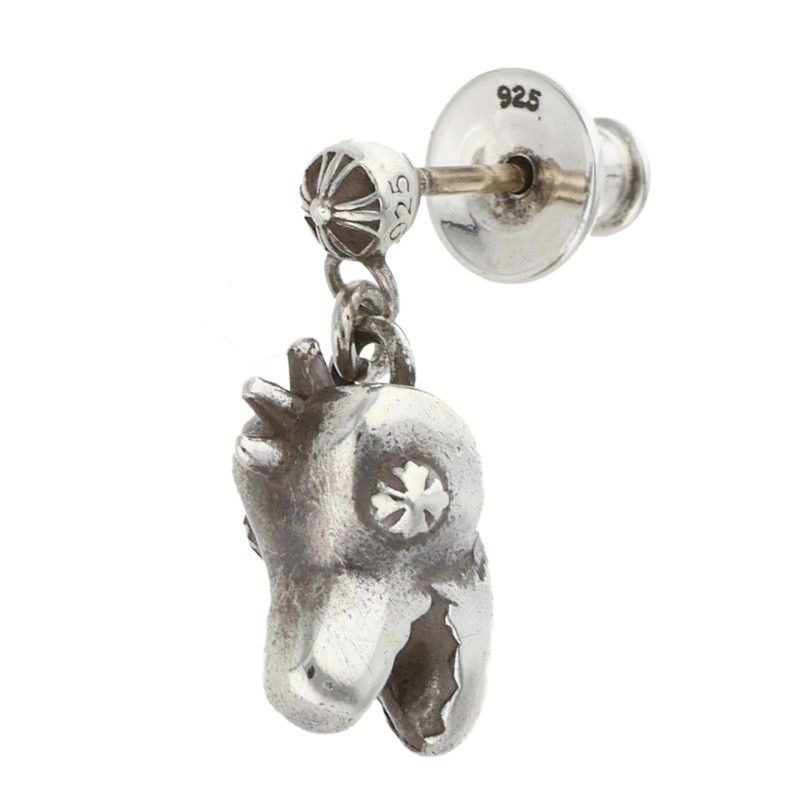 Chrome Hearts Dino Head Drop Silver Earrings
