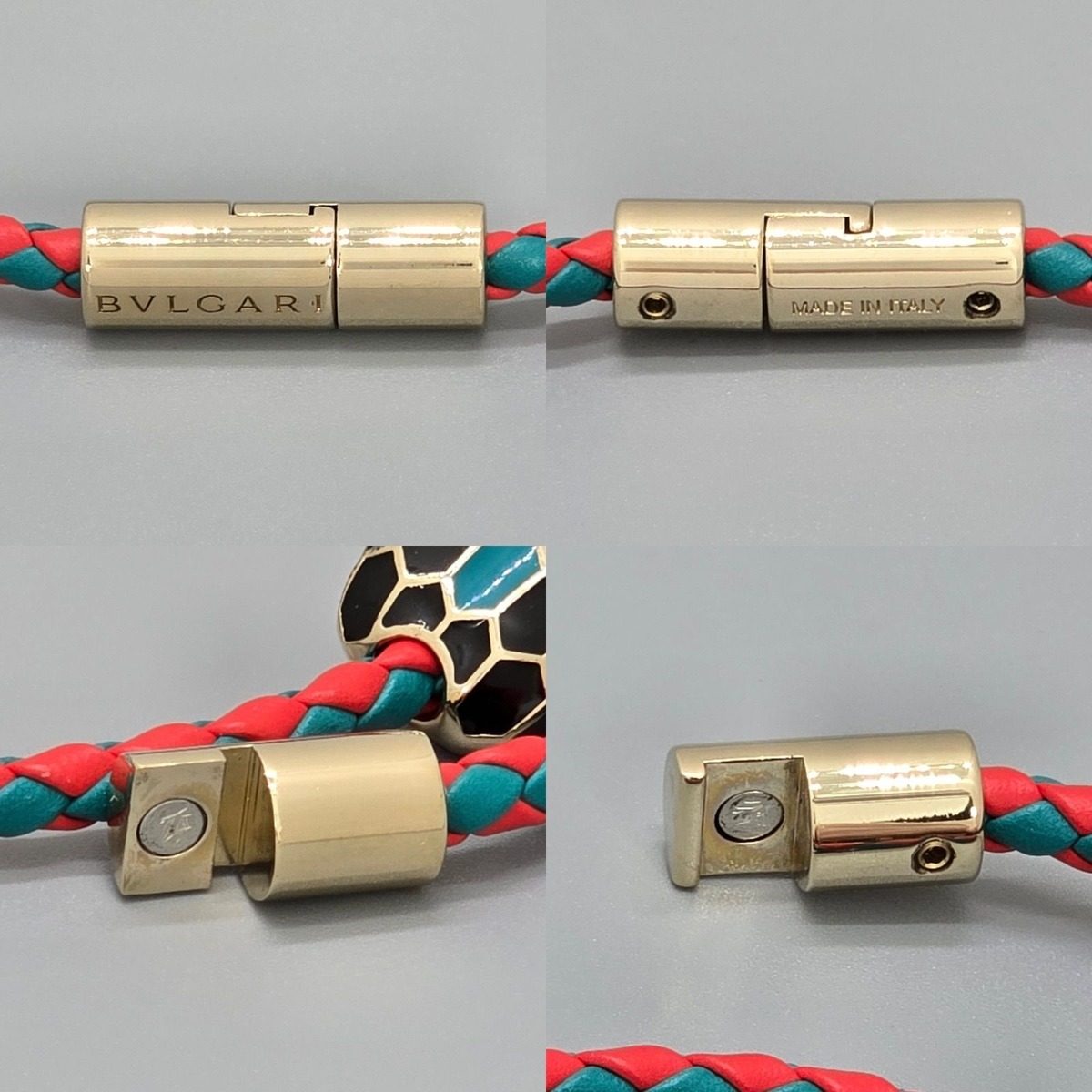 Bvlgari Serpenti Forever Bracelet 15 cm 2 Rows Braided Calf Leather Red and — view 4