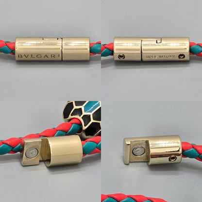 Bvlgari Serpenti Forever Bracelet 15 cm 2 Rows Braided Calf Leather Red and — view 4