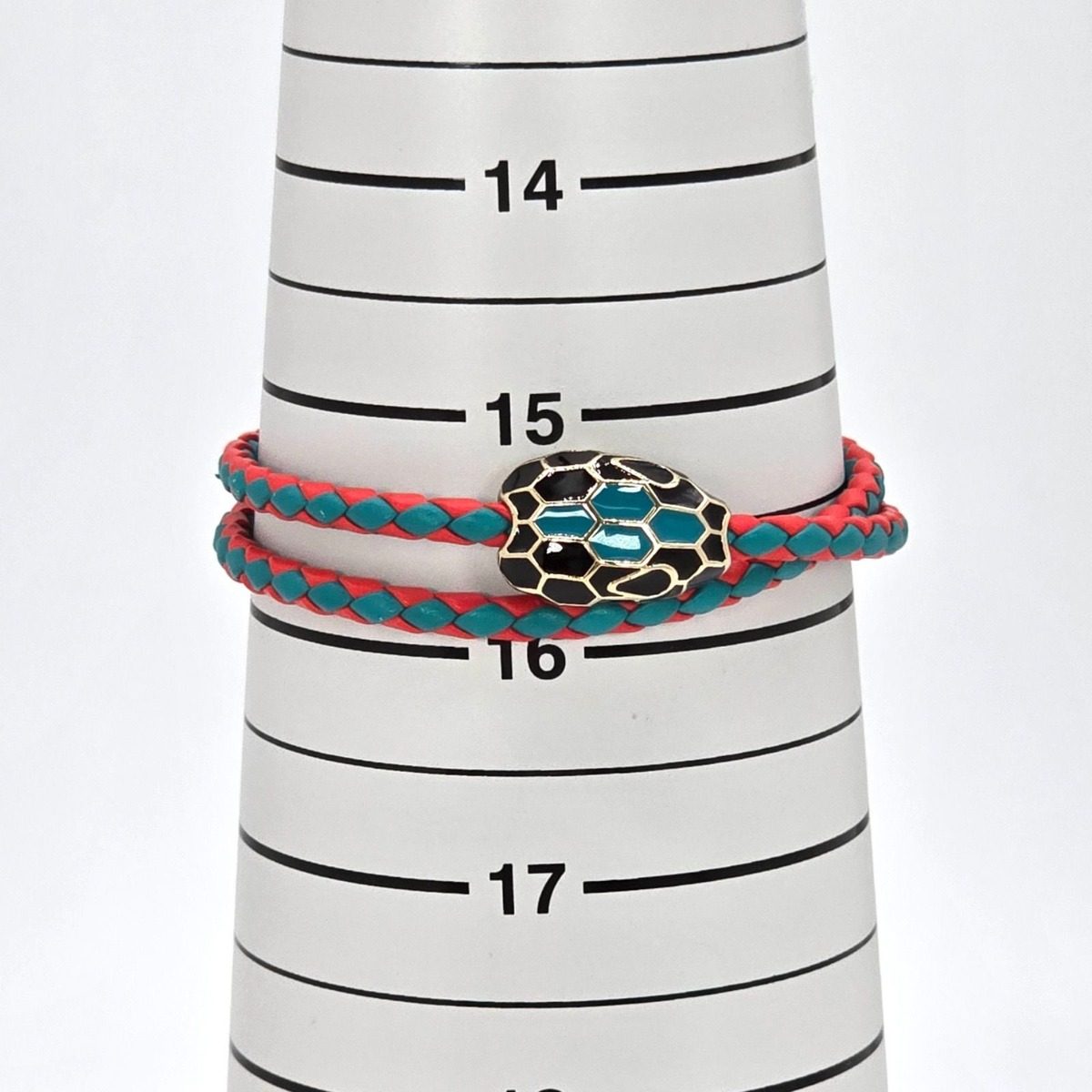 Bvlgari Serpenti Forever Bracelet 15 cm 2 Rows Braided Calf Leather Red and — view 7