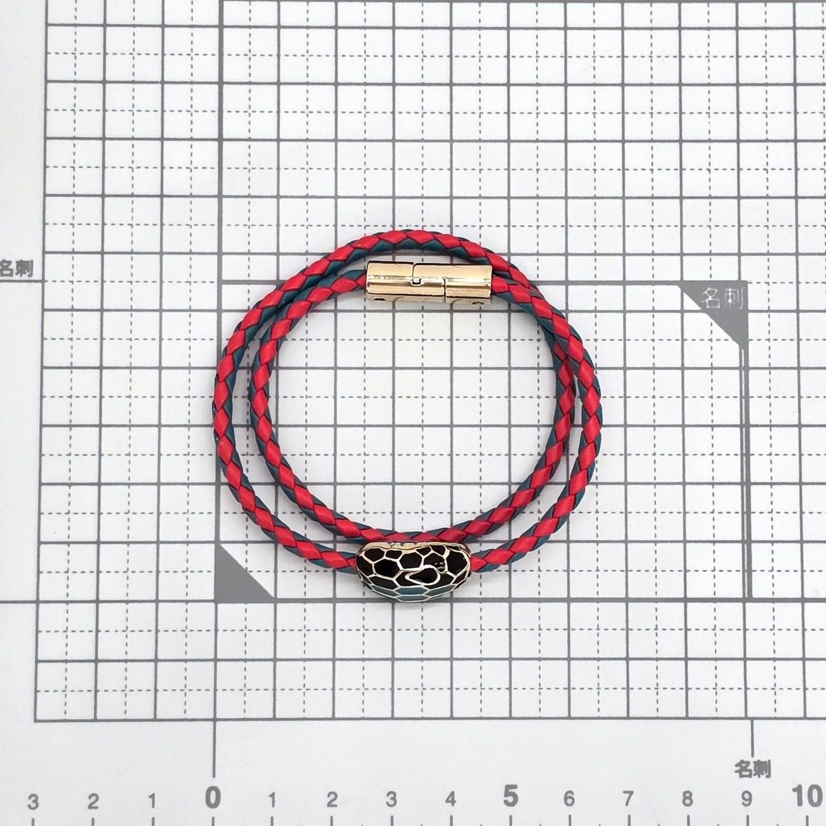 Bvlgari Serpenti Forever Bracelet 15 cm 2 Rows Braided Calf Leather Red and — view 8