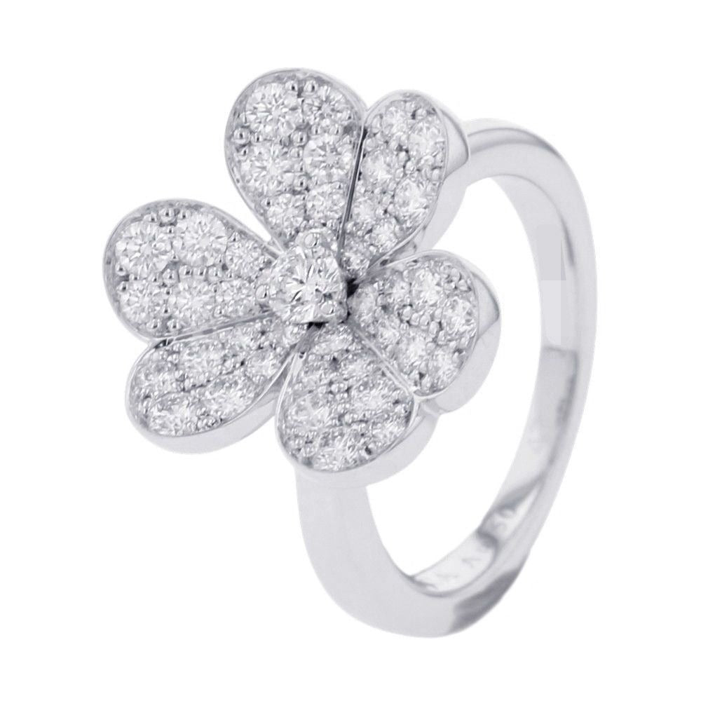 Van Cleef & Arpels Ring Frivole Flower Diamond Total 18K White Def
