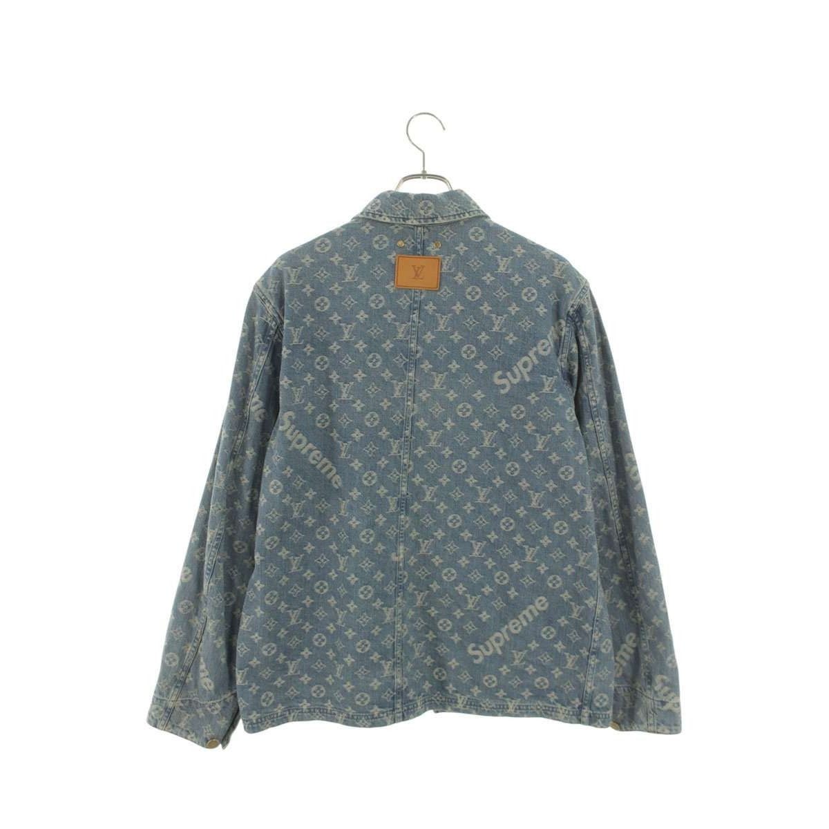 Louis Vuitton Supreme LV Jacquard Denim Chore Coat Monogram Jacket 48 — view 2