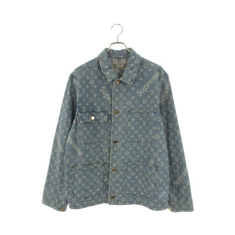 Louis Vuitton Supreme LV Jacquard Denim Chore Coat Monogram Jacket 48