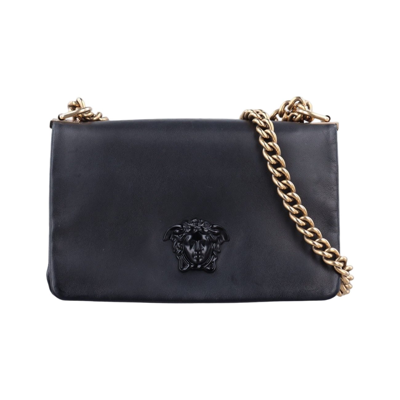 Versace Medusa Black Leather Messenger Bag