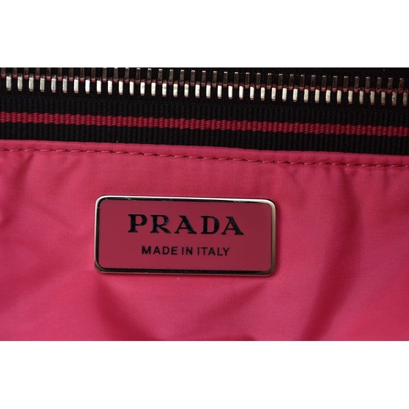 Prada Tote Logo Leather Black Pink — view 13