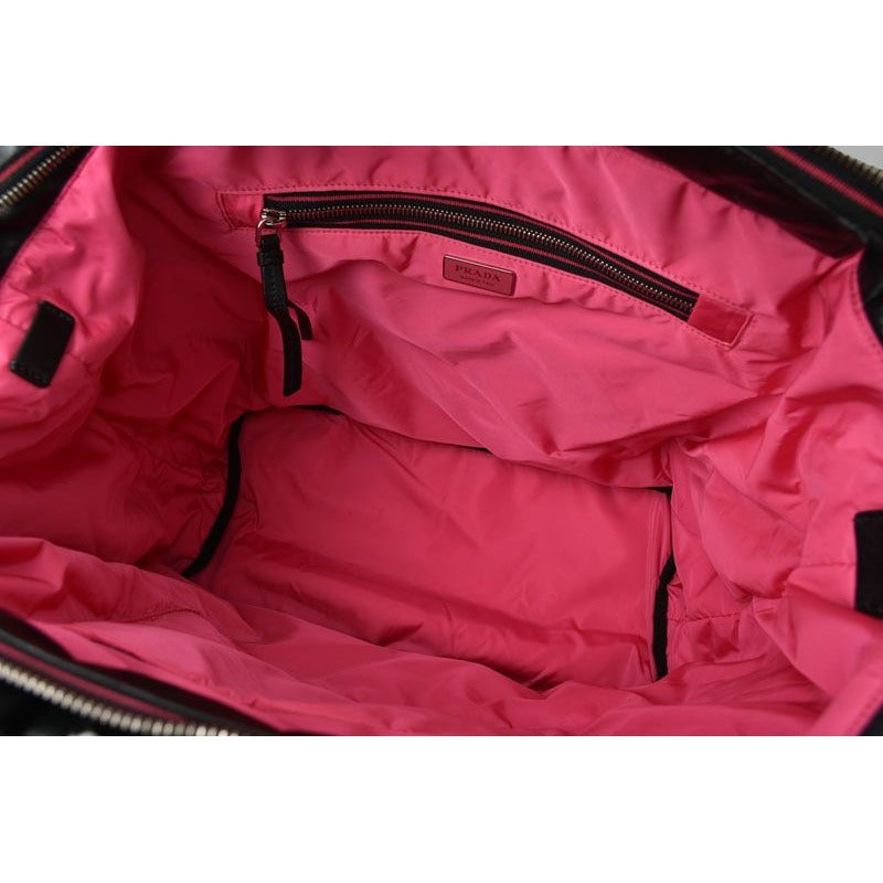Prada Tote Logo Leather Black Pink — view 10