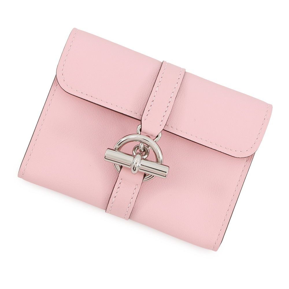 Hermes Coin Case Glenan Compact Wallet Rose Sakura Silver Swift