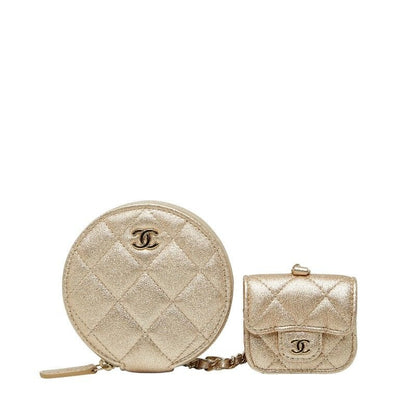 Chanel CC Logo Quilted Coin Case Airpods Earrings Gift Gold