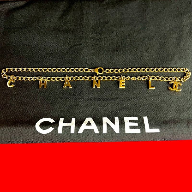 Chanel Vintage Coco Mark Logo Motif GP Chain Necklace Pendant 02A