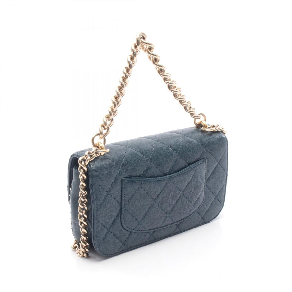 Chanel Shoulder Bag Quilted Blue Leather Mini Chain — view 2