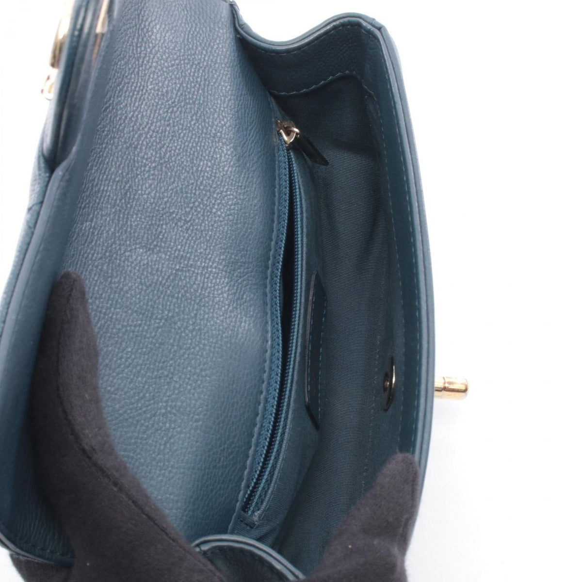Chanel Shoulder Bag Quilted Blue Leather Mini Chain — view 3