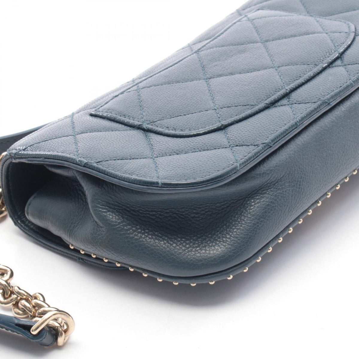 Chanel Shoulder Bag Quilted Blue Leather Mini Chain — view 8