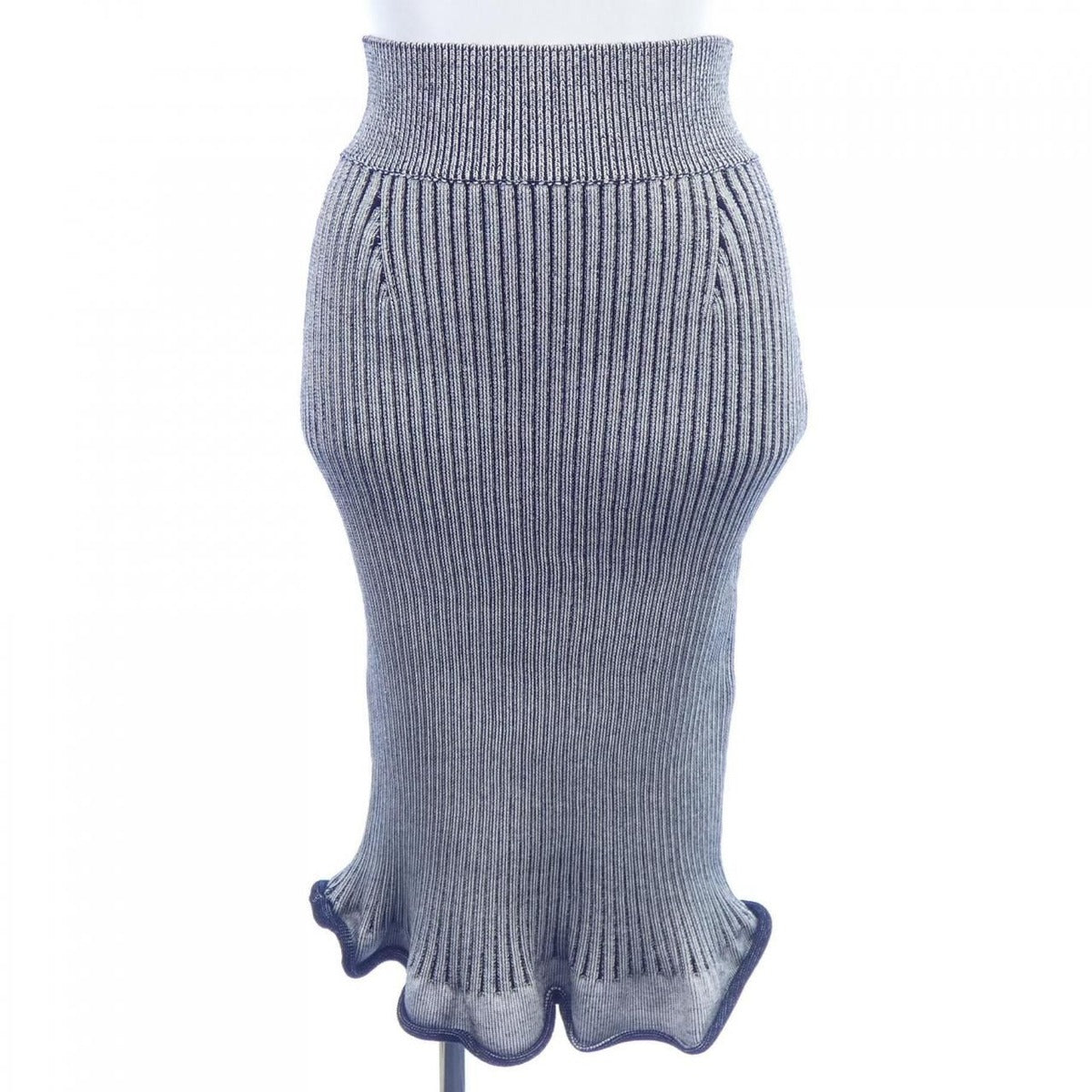 Louis Vuitton Ribbed Knit Trumpet Hem Skirt Black White