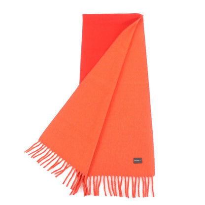 Hermes Cashmere Rouge Pavot Capucine Reversible H Logo Perforated with Fringe — view 3