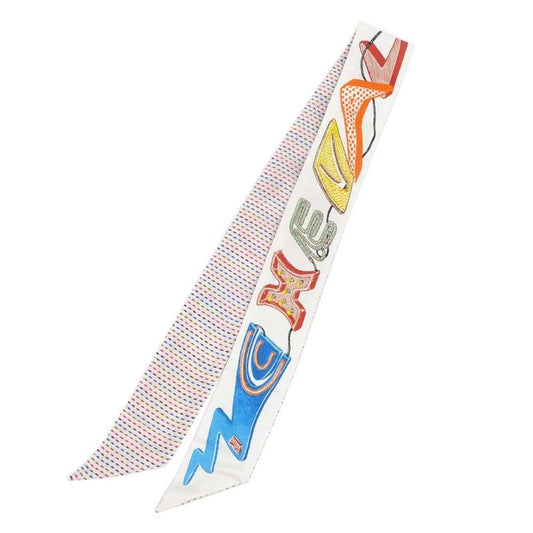 Hermes Twill-kantha Chevaloslope White Silk Scarf Accessory