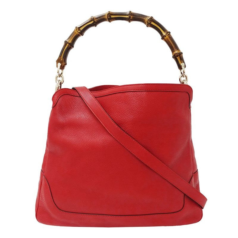 Gucci Bag Shoulder 2-Way Bamboo Leather Red