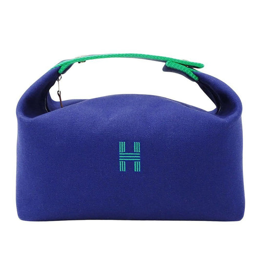 Hermes Handbag Bride-a-Brac GM Canvas Marine Blue 03 Pouch Case Makeup Simple