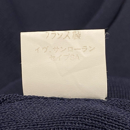 Saint Laurent Yves Rive Gauche Ribe Long Sleeve Knit Gold Button Navy Rayon — view 9