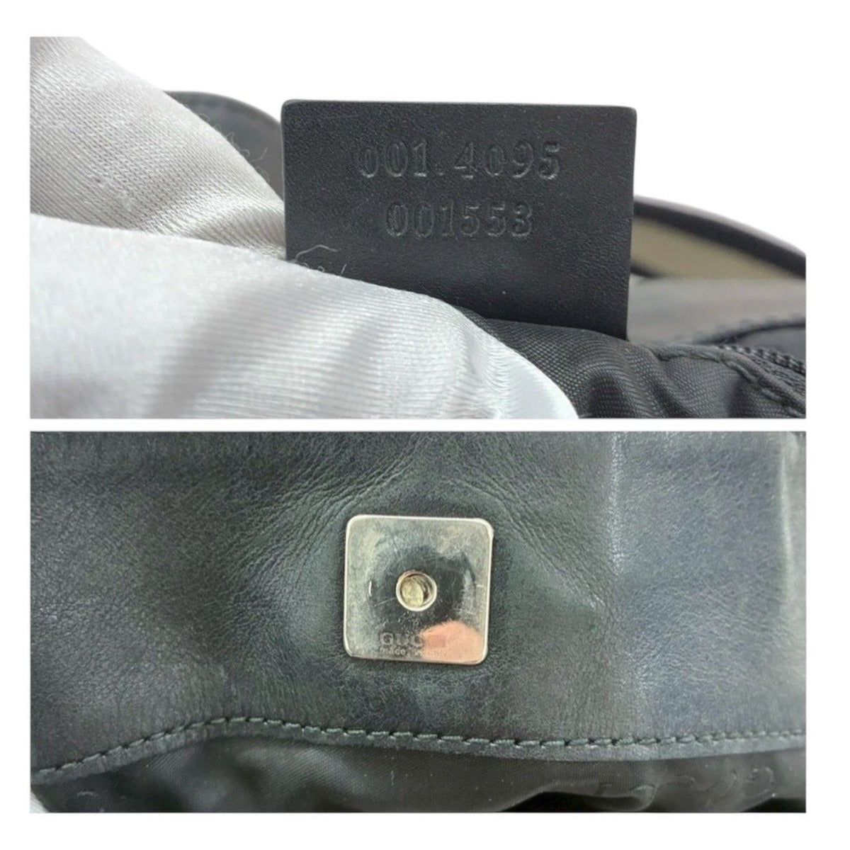 Gucci Bamboo Black Silver GG Canvas Leather Shoulder Bag — view 7