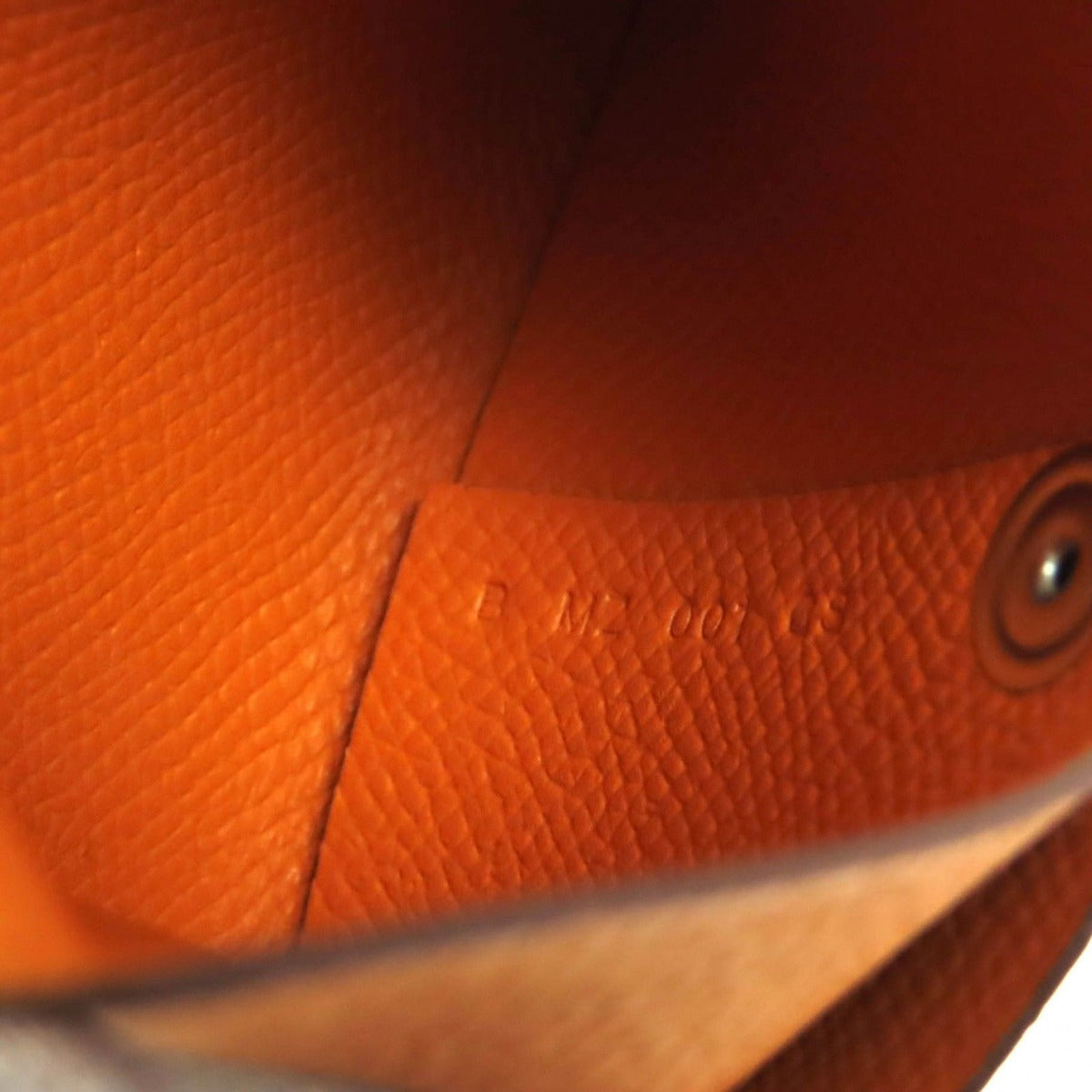 Hermes Bastia Orange Veau Epsom Leather Coin Case Purse B Stamped — view 8