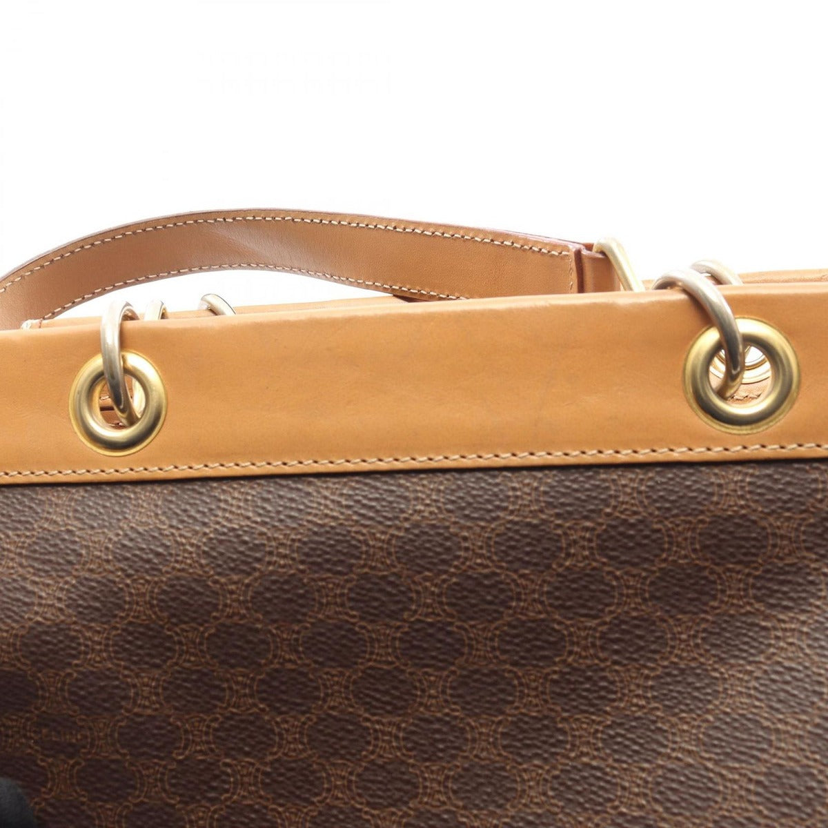 Celine Handbag Macadam Dark Brown Canvas Leather — view 9