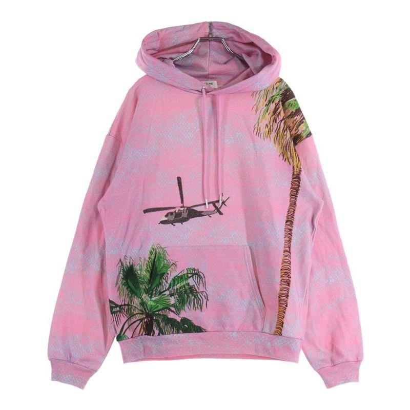 Celine AVE 57 SKY All Over Pattern Sweatshirt Pullover Hoodie Pink 2 Y85 B670