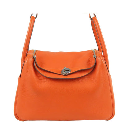 Hermes Lindy 30 Orange Poppy Silver Taurillon 2-Way Shoulder Bag