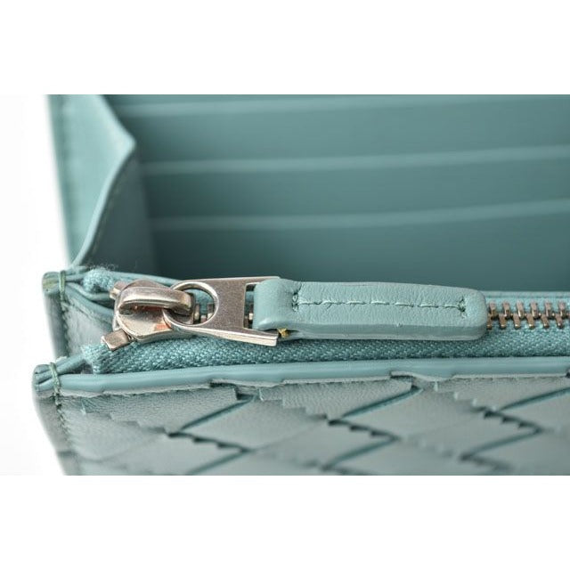 Bottega Veneta Long Wallet Flap Intrecciato Light Blue — view 3